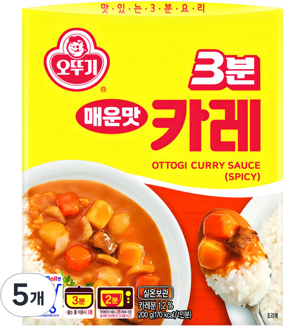 오뚜기 3분카레 매운맛, 200g, 5개