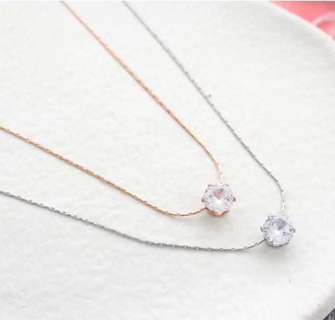 보아이 여성용 써지컬스틸 컷팅 큐빅 목걸이