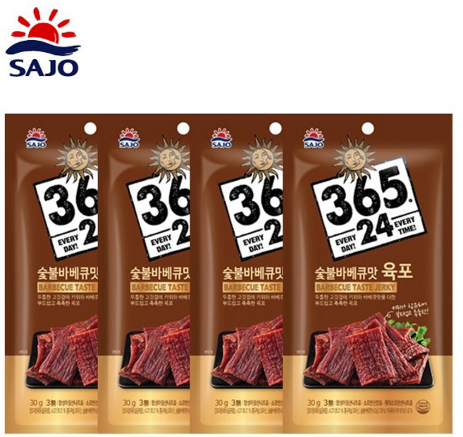 삼육오점이사 숯불바베큐맛 육포, 30g, 4개