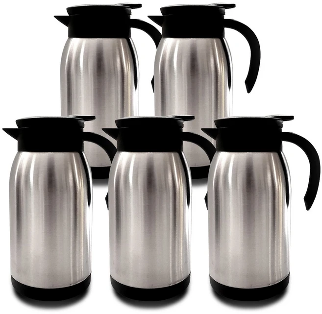 원리빙 스텐 보온 보냉 물병 900ml 5개 진공 포트 304 스테인리스 손잡이 밀폐 물통 식당 업소용, 실버+검정 - 쿠팡