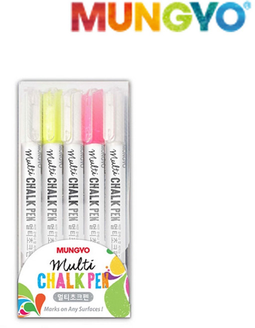 문교 멀티초크펜 3색 5본입 보드펜 유리펜 물칠판 사무용, 1개