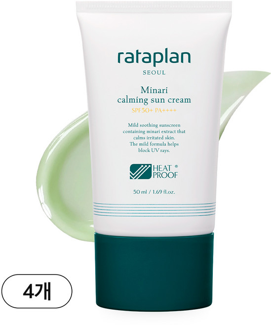 라타플랑 미나리 진정 수분 선크림 (SPF50+PA++++) / 민감피부 수분진정 선, 50ml, 4개