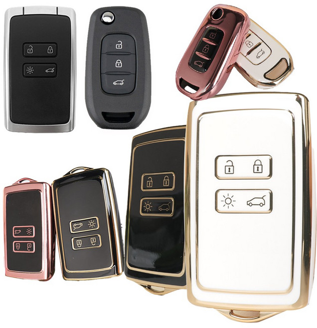 바이어블 르노삼성 전차종 차량용 TPU 풀커버 키케이스 키홀더 / SM6 QM6 XM3 카자르 클레오스, 01. 4버튼 A타입 (VA-TA42), 화이트골드