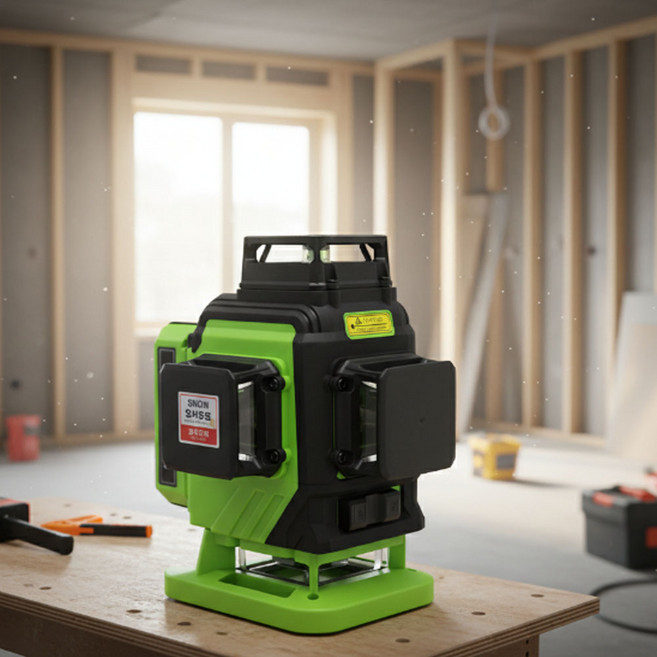 그린빔사용 자동보정 덤핑반자동 라인 레이저레벨기 수직수평 4D2500M, 1개