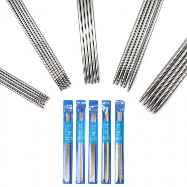 스텐 대바늘 5개입 (2mm~4mm택1) 뜨개질 장갑바늘 양쪽 스텐바늘, 1개