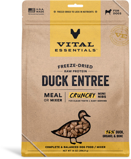 Vital Essentials 凍乾生食犬糧 酥脆迷你顆粒, 397g, 1個, 鴨子