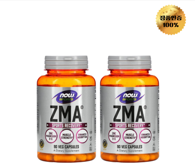 1+1 나우푸드 스포츠 ZMA 마그네슘 아연 베지 캡슐 90정, 2개