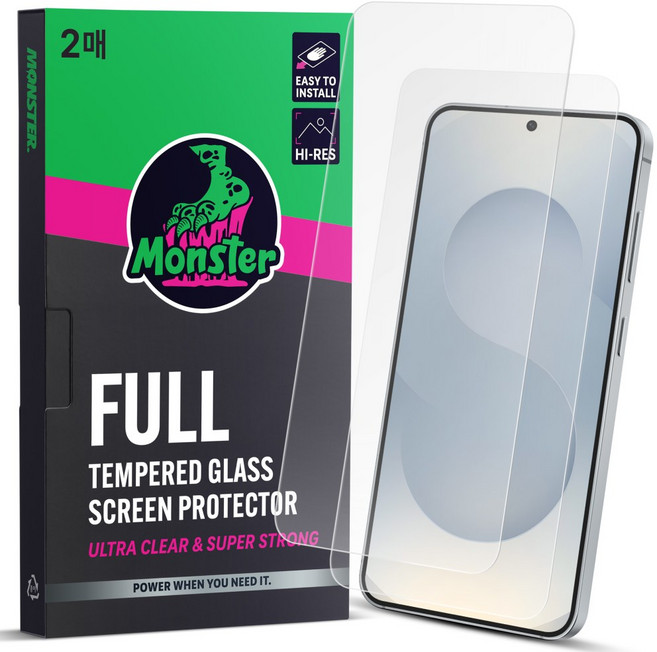 몬스터 고화질 슈퍼강력 투명 강화유리 휴대폰 액정보호필름 2p + 똥손탈출 부착틀, 1세트