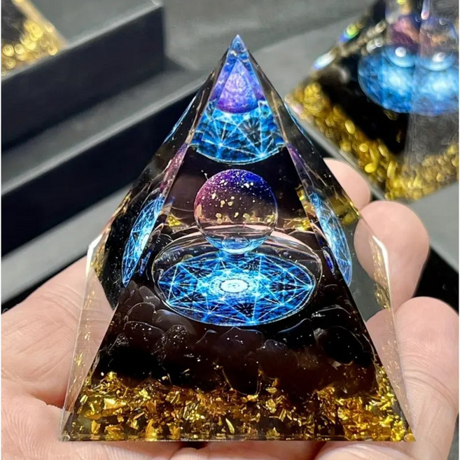 5cm 천연 흑요석 천연 크리스탈 피라미드 명상 치유 차크라 휴식 원기회복 우아한 수공예 오르곤 피라미드 집 사무실 힐링용