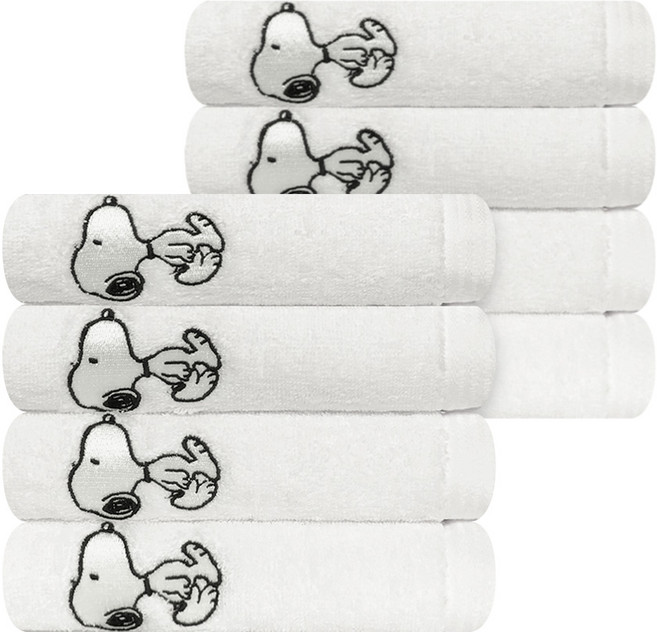 송월타월 스누피 리버 수건 145g 30수 면사, 아이보리, 8개