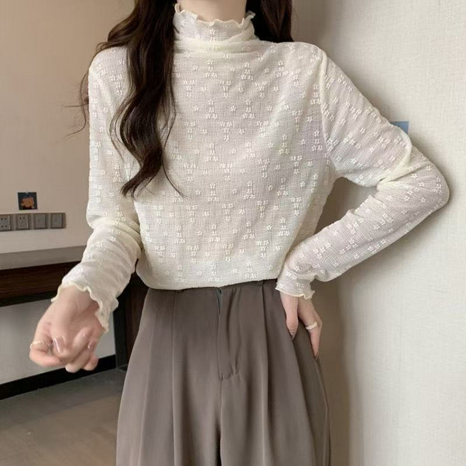 프릴 반목 레이스 레이어드 이너 블라우스 4컬러