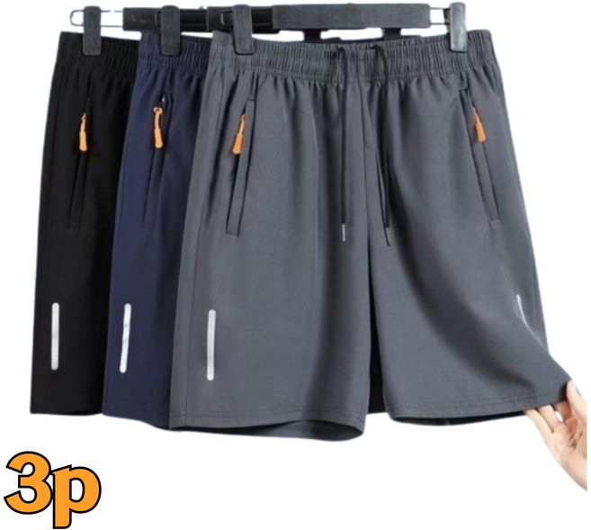 (3개세트) 남성 여름 쿨 반바지 지퍼포켓 스판 아이스 5부 바지 팬츠