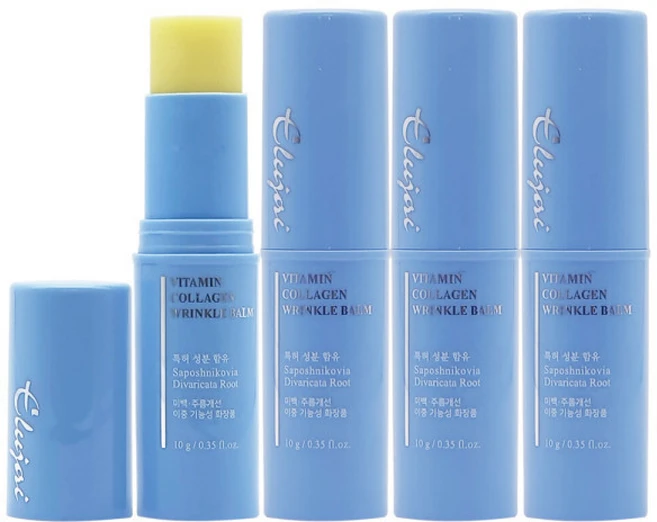 엘루자이 비타민 콜라겐 링클밤 파랑 피부 얼굴 주름개선 미백 기미 크림 스틱 화장품, 4개, 10g - 쿠팡