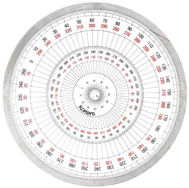제도 : 코링 원형 정원 분도기 각도기 K-1501 (15cm), 단품