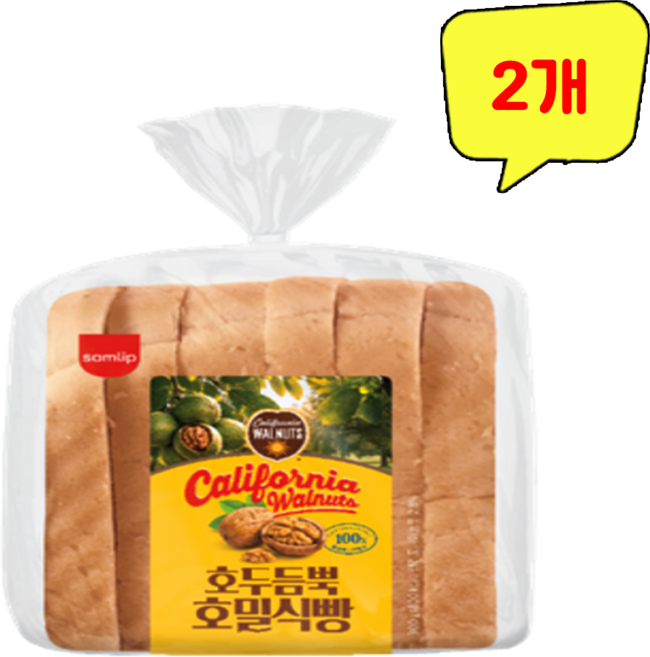 삼립)캘리포니아호두호밀식빵, 2개, 230g