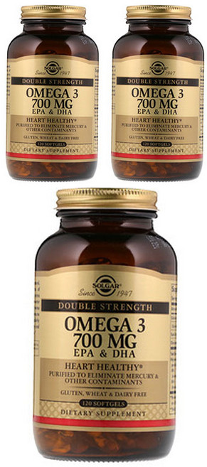 솔가 더블 스트랭스 오메가-3 700mg 소프트젤 글루텐 프리, 120정, 3개