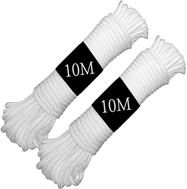 본라이프 천정 건조대줄 교체용끈 다용도줄 빨래건조대줄 베란다 빨래줄 밧줄 노끈 건조줄 캠핑 다용도로프, 2개, 백색10M
