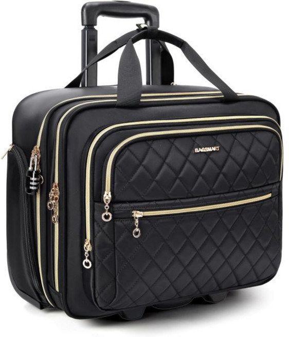 노트북 가방 15.6인치 노트북용 여성용 롤링 TSA 잠금 장치가 있는 기내 반입 수하물 여행 업무용 바퀴 달린 컴퓨터 서류 블랙