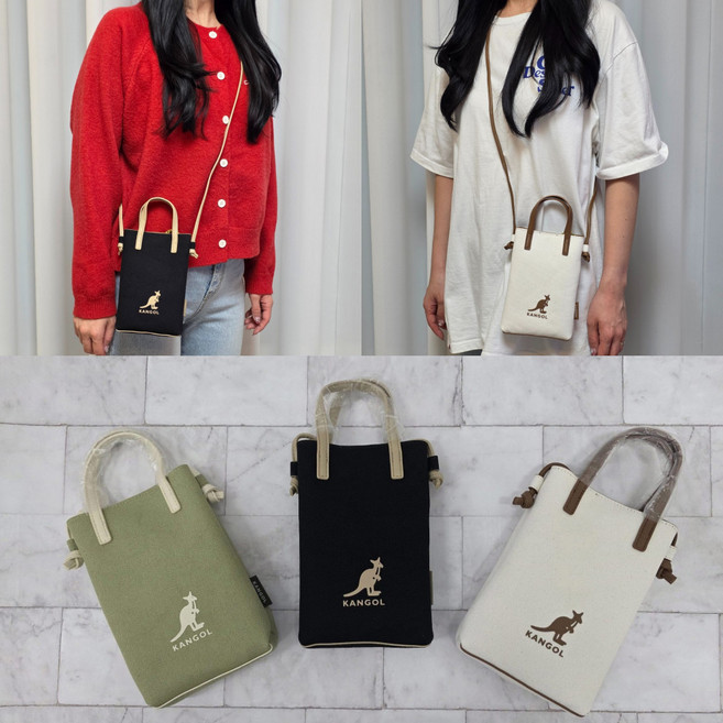 캉골 듀오 캔버스 미니 크로스백 3218 블랙 아이보리