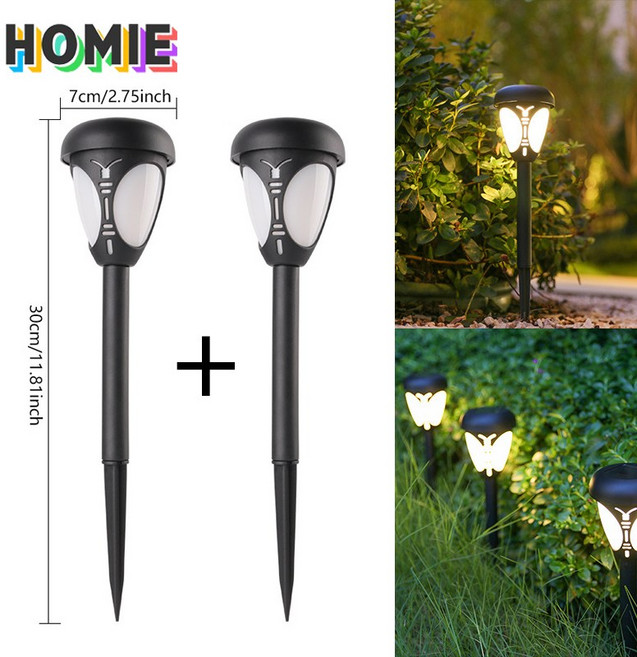 HOMIE 방수태양광 잔디등정원등 LED옥외등 로맨틱나비등 2개, 웜톤
