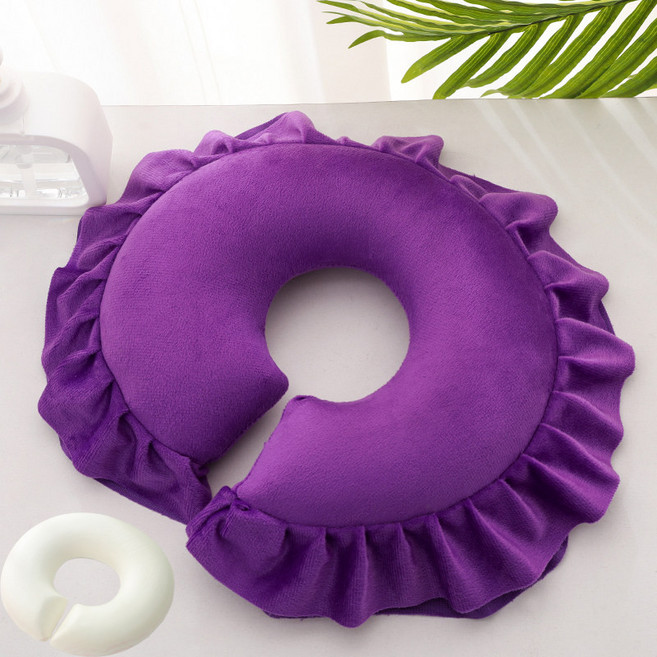 경락 마사지 안마 얼굴 페이스 베개 라텍스 도넛 쿠션, 21_다크퍼플라텍스크리스탈벨벳, 1개