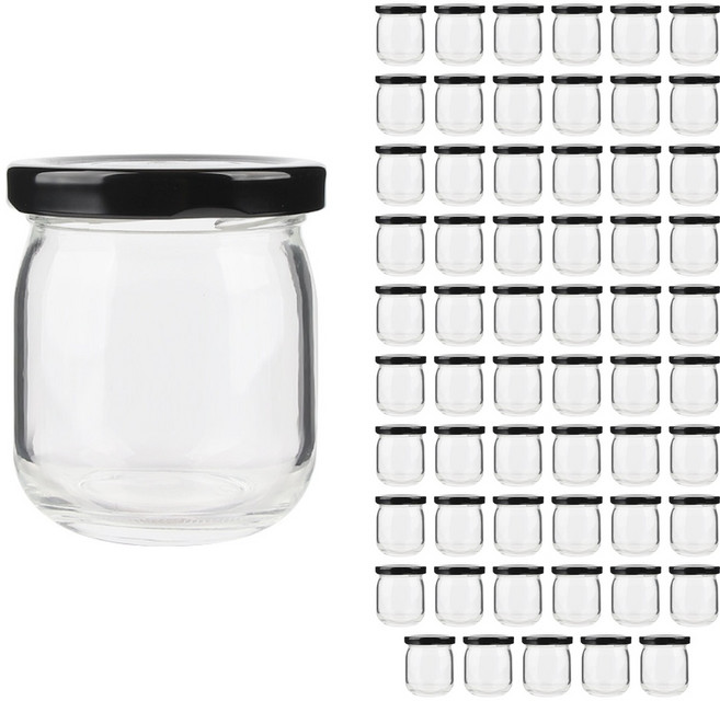 공병상회 푸딩165 유리병 + 러그캡/블랙, 60개, 125ml