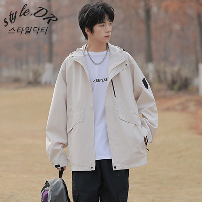 스타일닥터 남자 아웃도어 남녀공용 봄가을 방수 바람막이 캐주얼 자켓 경량 착용감 후드집업