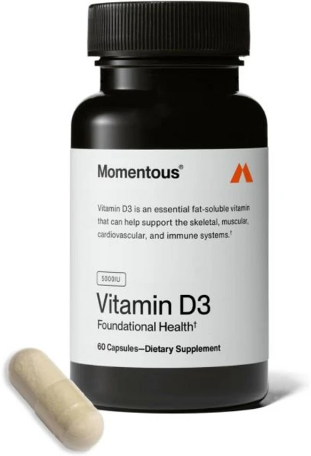 Momentous Vitamin D3 Supplement - 5 000 IU Capsules for Foundational Health Support - NSF Certifie, Momentous Vitamin D3 Supplemen, 1개, 60정 - 쿠팡