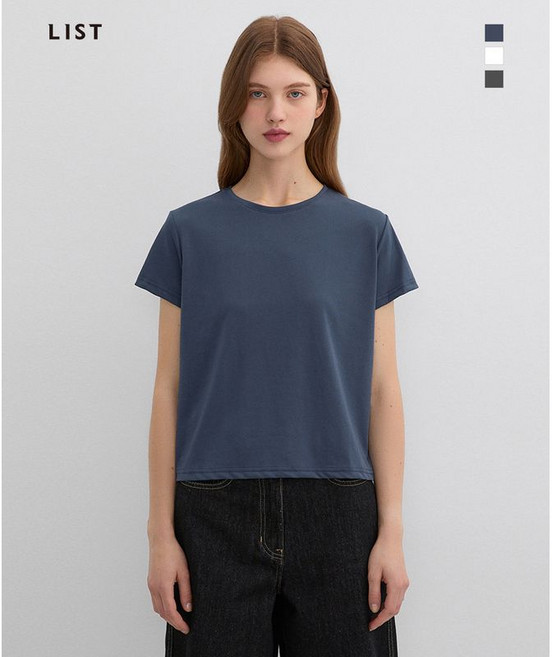 리스트 코튼 베이직 라운드넥 티셔츠 TAJTSP62030