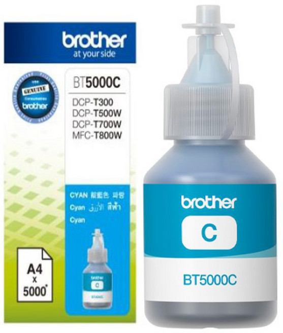 Brother 藍色墨水 BT5000C (適用 DCP-T300 DCP-T500W DCP-T700W MFC-T800W), 1個, 藍色BT5000C, 藍色