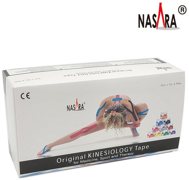 나사라 테이핑 키네시올로지 근육테이프 5cm x 5m 1박스 6롤 테이프, 블랙 1박스 6롤, 1개