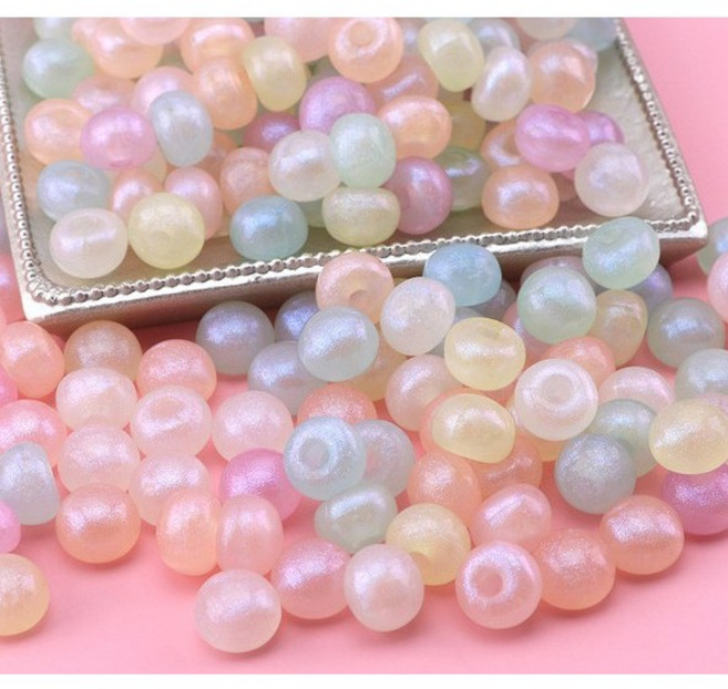[야광 오로라 파스텔 무구멍 구슬 비즈] 버섯모양 반원형 DIY 부자재 데코 파츠 장식, 200개, 수량