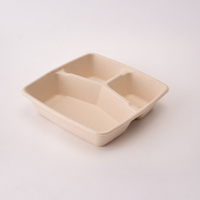 펄프용기 3칸 크라프트 300개 도시락 샐러드 돈까스 포장_몸통, 1개