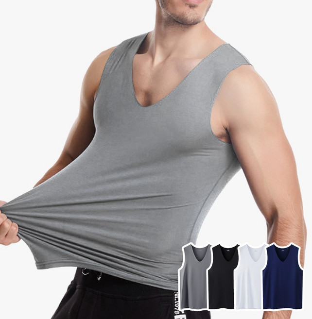 에어리 심리스 남성 민소매 런닝 쿨 냉장 매끈한 무봉제 브이넥 언더셔츠 이너웨어 밀착핏 5p 세트