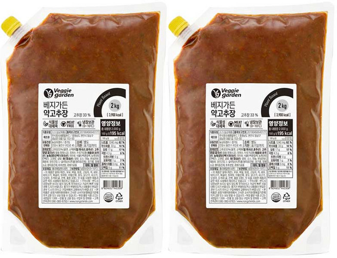 베지가든 약고추장 2kg (식물성), 2개