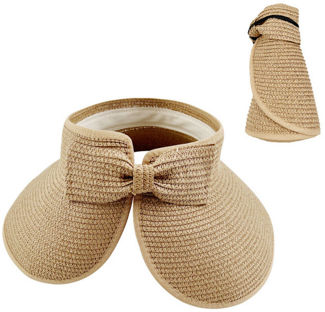 시크벤 리본 밀짚 돌돌이 썬캡 여성 햇빛 자외선차단 라탄 라피아햇