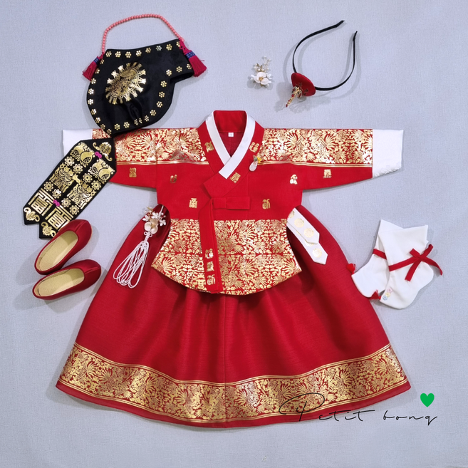 여아 예희금박 홍당의 홍치마(백일-10호) / 유아 주니어 초등 고급 공주 중전한복