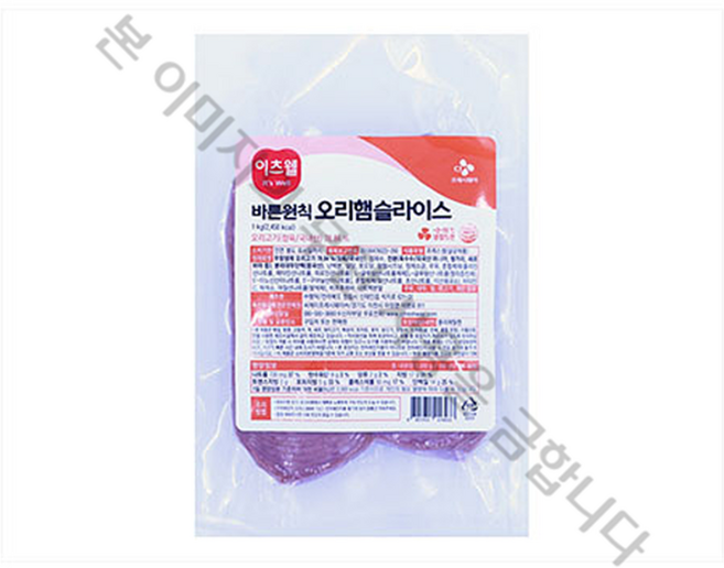 이츠웰 바른원칙 오리햄슬라이스, 1kg, 6개