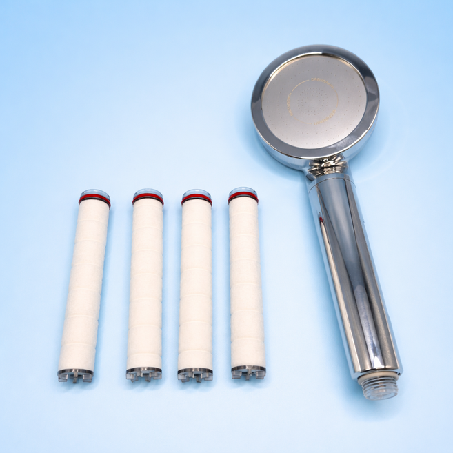 대림바스 멀티필터 와이드형 D-클린 샤워세트 샤워기+리필 필터 4개, 크롬, 1세트