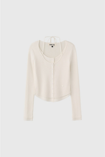 GENERAL IDEA 韓國女裝 繫帶分層針織開襟衫 WBE1L04506