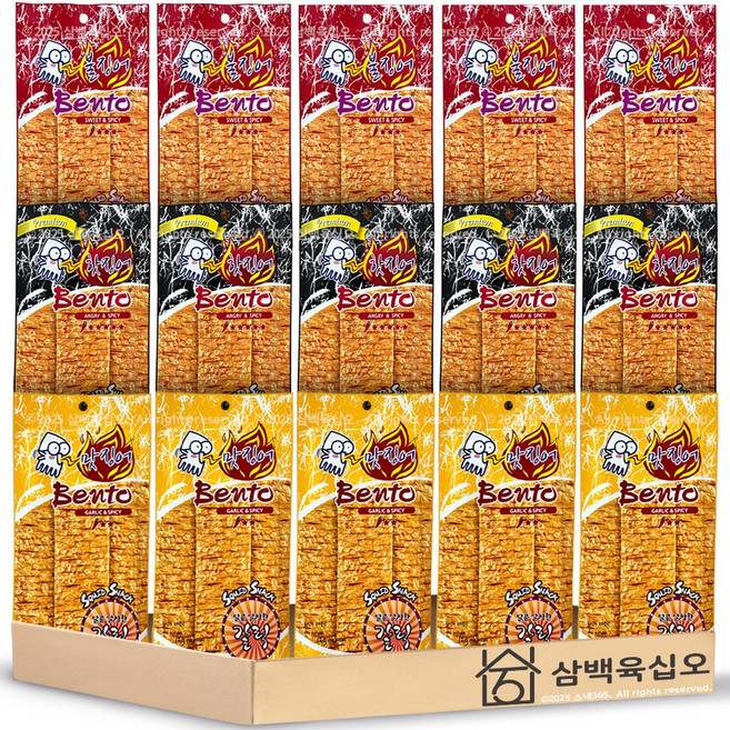 벤토 3종 세트 불징어 핫징어 맛징어 엥그리앤스파이시 12g 5개 + 스위트앤스파이시 12g 5개 + 갈릭앤스파이시 12g 5개