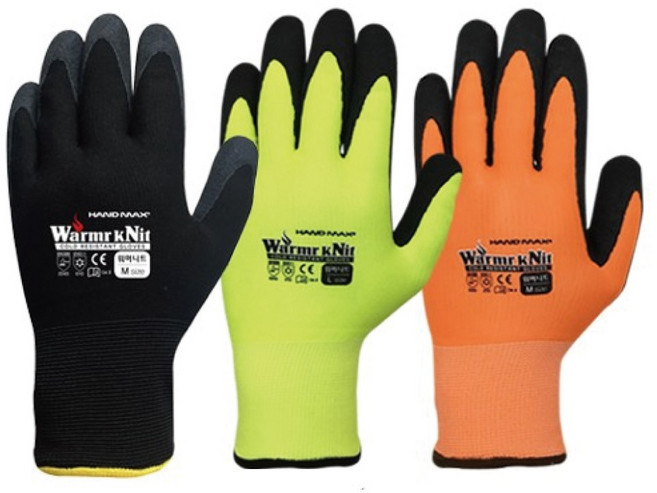 핸드맥스 - 워머니트 [방한장갑 라텍스코팅] 5켤레, 5개, 옐로우