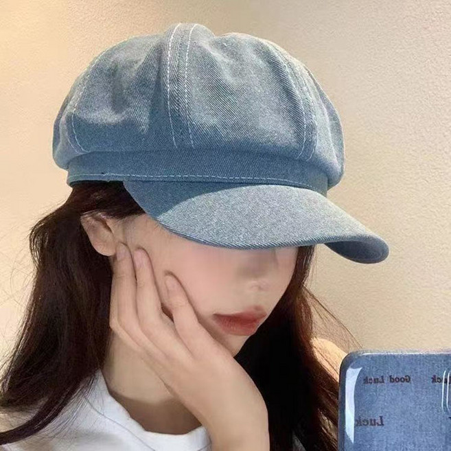 여성 베레모 사계절 여자 헌팅캡 캐주얼 봄 가을 베레 팔각모자 빈티지 빵모자 화가모자 데님 캡모자 WXY