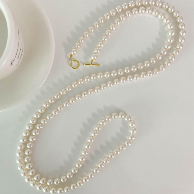 아임파인 스와로브스키 롱 진주목걸이