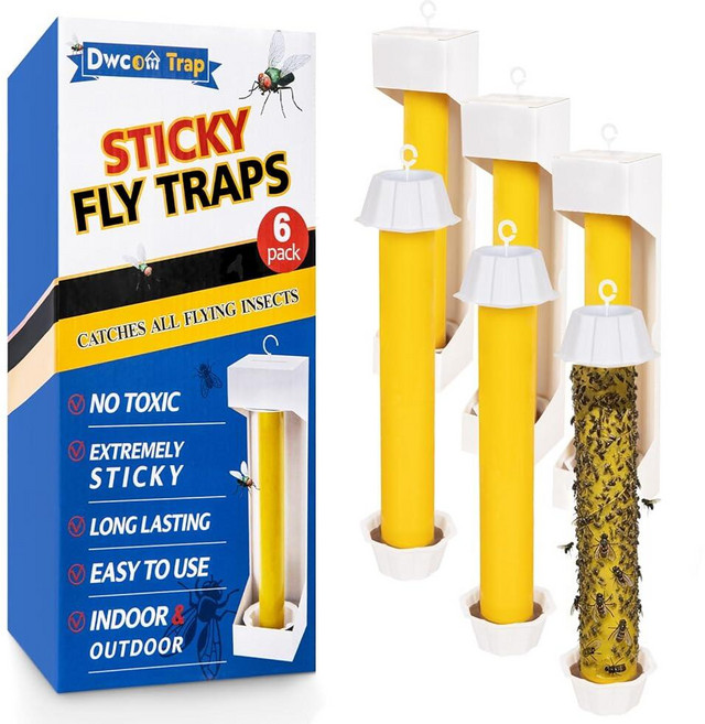 6 Pack Sticky Fly Traps Fly Trap Stick for All Bugs and Mosquitoes Flying Insect Killer for Home, 6 Pack Sticky Fly Traps, Fly T