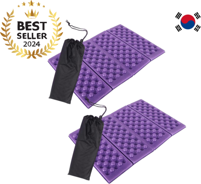 라운드문 초경량 접이식 방석 폴딩 등산 캠핑, 2세트, 보라