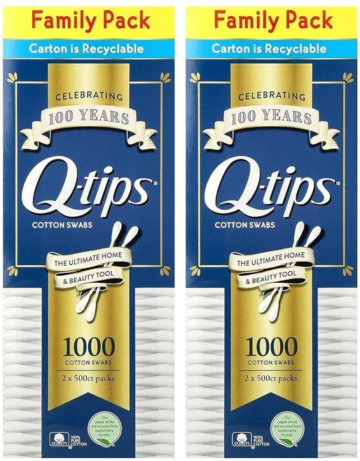 Q-tips 면봉 패밀리 팩 2팩 각 면봉 500개, Q-tips 면봉, 패밀리 팩, 2팩, 각 면봉 500 - 쿠팡