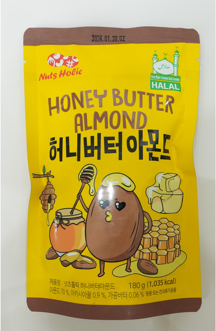 하루견과 넛츠홀릭 HALAL 허니버터아몬드 할랄 180g, 1개