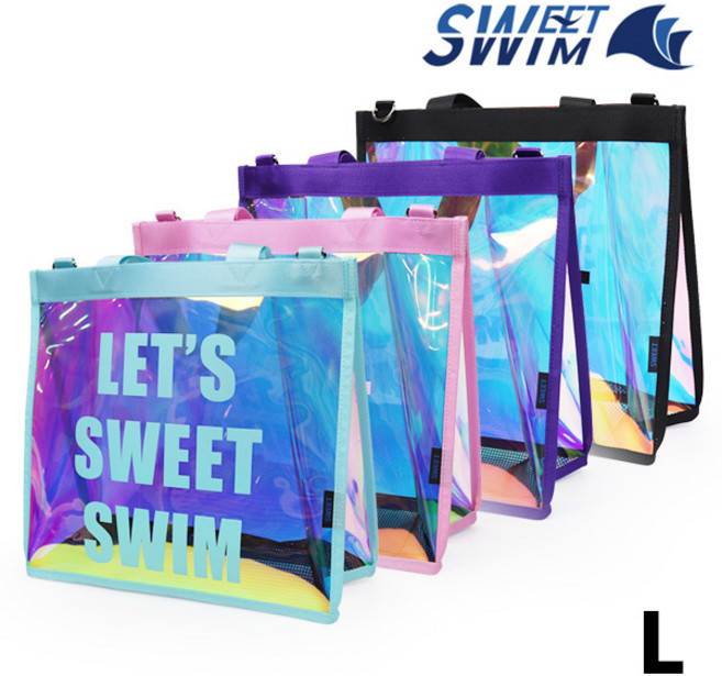 STS-1911 스윗스윔 홀로그램 스퀘어 타이포그라피 가방-L, 스퀘어 타이포그라피-L 대-민트