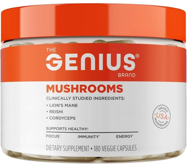 Genius Brand 지니어스 머쉬룸 복합 영양제 캡슐 미국 직배송 180정, 1개 - 쿠팡